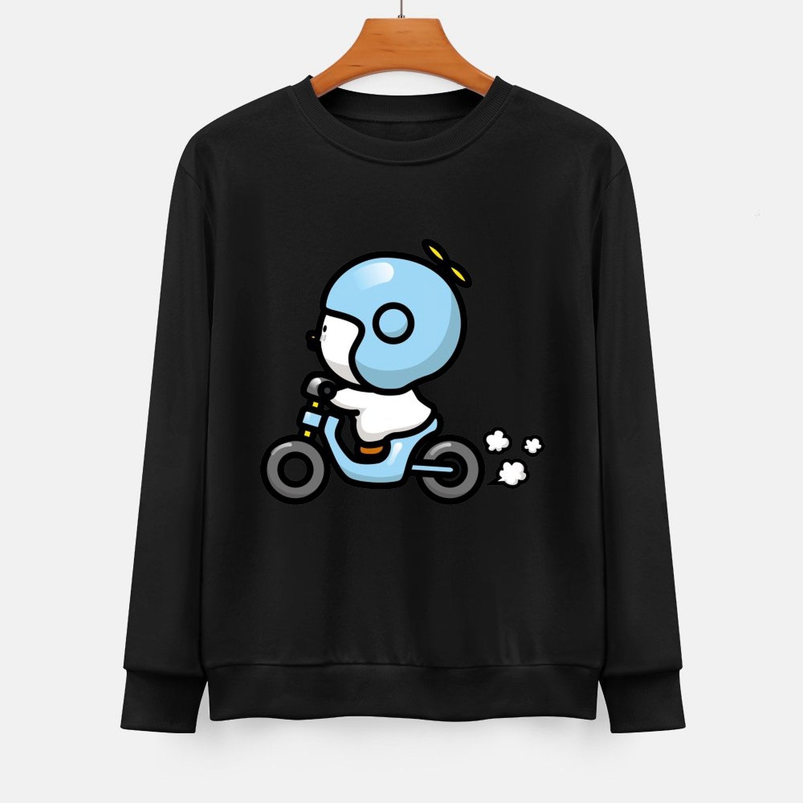 Front Patterned Long Sleeve TopUnisex Crew Neck